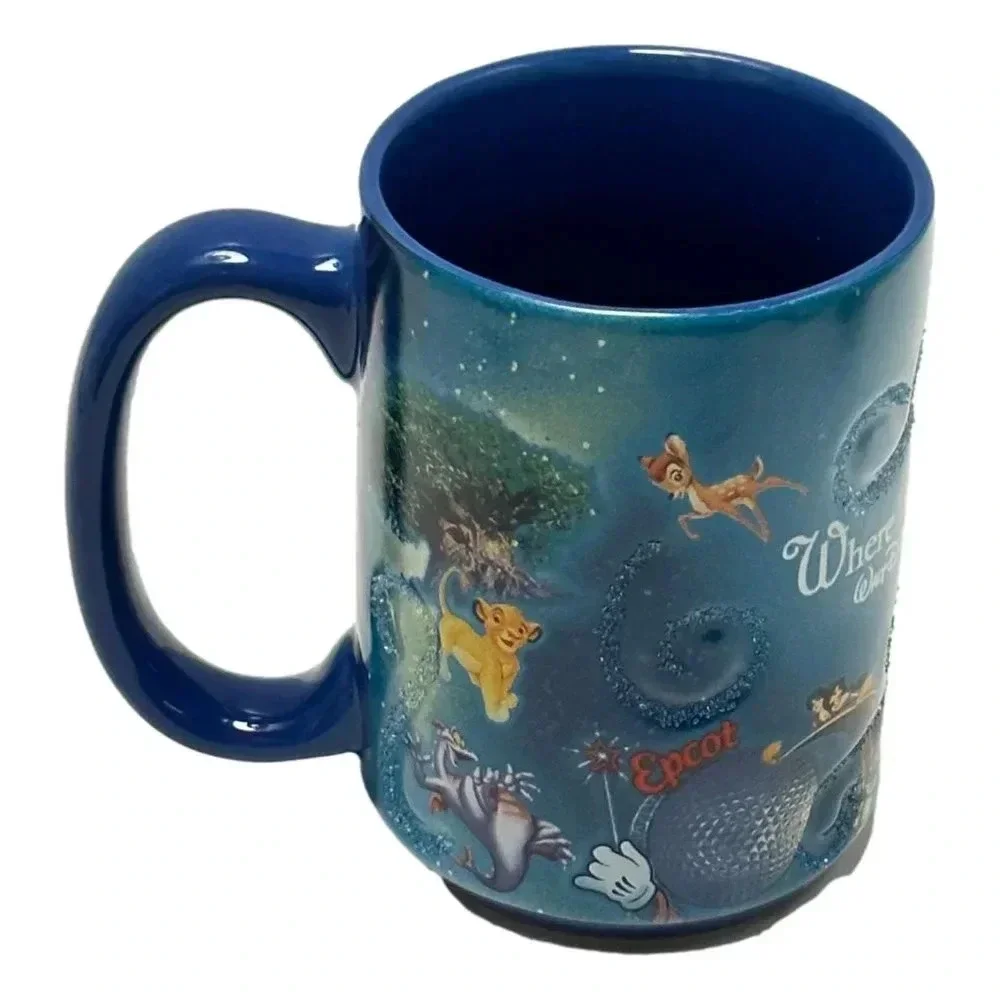 Walt Disney World Theme  Park Mug Where Magic Mug Blue 3D with Glitter - Picture 3 of 8